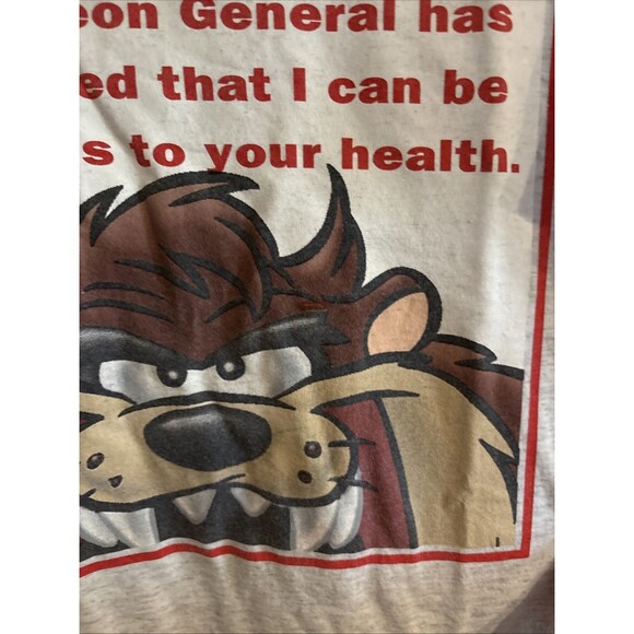 90s TAZ LOONEY TUNES SURGEON GENERAL WARNING T-Shirt Shirt M Warner Bros - Picture 3 of 7
